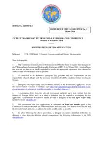 IHB File No. S1/6000/X-5 CONFERENCE CIRCULAR LETTER NoJune 2014 FIFTH EXTRAORDINARY INTERNATIONAL HYDROGRAPHIC CONFERENCE Monaco, 6-10 October 2014