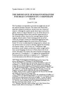 Dresses / First Epistle to the Corinthians / Ancient Corinth / Principality of Achaea / Veil / Augustus / Imperial cult / Toga / 1 Corinthians 11 / Christianity / Ancient Rome / Ancient history