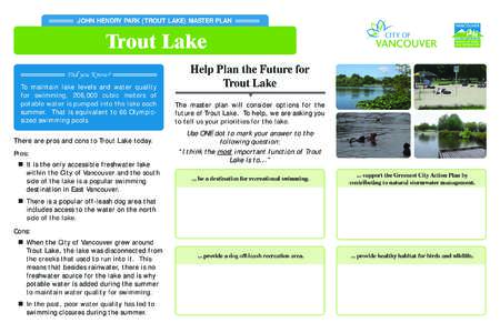 JOHN HENDRY PARK (TROUT LAKE) MASTER PLAN HeadingTrout 1