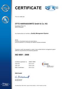 CERTIFICATE This is to certify that OTTO HARRASSOWITZ GmbH & Co. KG Kreuzberger Ring 7b-dWiesbaden
