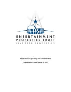 Supplemental Operating and Financial Data First Quarter Ended March 31, 2012 Entertainment Properties Trust Supplemental Operating and Financial Data First Quarter Ended March 31, 2012