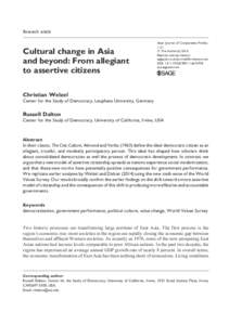 Research article  Cultural change in Asia and beyond: From allegiant to assertive citizens