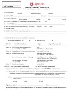 GRADUATE DIPLOMA APPLICATION