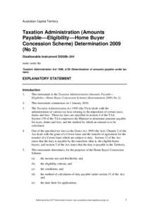 Australian Capital Territory  Taxation Administration (Amounts Payable––Eligibility––Home Buyer Concession Scheme) Determination[removed]No 2)