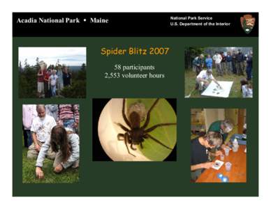 Acadia National Park y Maine  Spider Blitz[removed]participants 2,553 volunteer hours