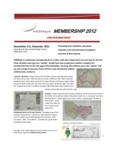 MEMBERSHIP 2012 JOIN OR RENEW NOW! Newsletter 111, December 2011 Promoting map collections, geospatial
