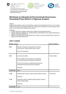 Federal Department of the Environment, Transport, Energy and Communications DETEC Federal Office for the Environment FOEN International Affairs Division  Workshop on International Environmental Governance: