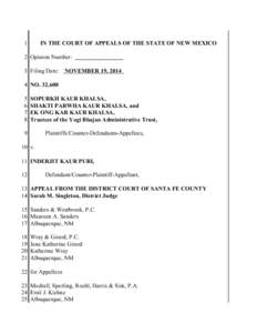 1  IN THE COURT OF APPEALS OF THE STATE OF NEW MEXICO 2 Opinion Number: 3 Filing Date: NOVEMBER 19, 2014