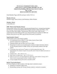 Financial Oversight Panel for East St. Louis District 189, Meeting Minutes, May 27, 2014