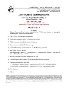 PAJARO VALLEY WATER MANAGEMENT AGENCY 36 BRENNAN STREET  WATSONVILLE, CATEL: FAX: email:   http://www.pvwater.org  AD HOC FUNDING COMMITTEE MEETING