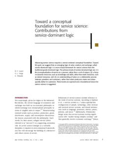 Toward a conceptual foundation for service science: Contributions from service-dominant logic  &