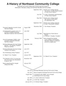 A History of Northeast Community College Northeast Community College was formed through the merger of Northeastern Nebraska College and Northeast Nebraska Technical College. September[removed]Permissive legislation for bir