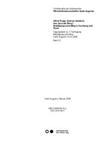 Schriftenreihe des Fachbereiches Wirtschaftswissenschaften Sankt Augustin Alfred Krupp, Andreas Gadatsch, Jens Juszczak (Hrsg.) Beteiligungscontrolling in Forschung und