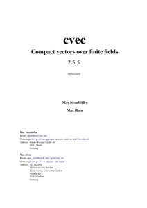 cvec Compact vectors over finite fields  Max Neunhöffer