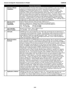 General and Specific Characteristics for Model:  CASRAM General Characteristics 1