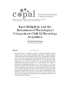   Proceedings of the International Symposium on the Acquisition of Second Language Speech  Concordia Working Papers in Applied Linguistics, 5, 2014 © 2014 COPAL      