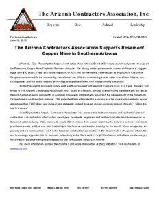 The Arizona Contractors Association, Inc. Corporate