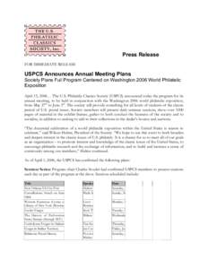 U.S. Philatelic Classics Society / Distinguished Philatelist Award / Robert Laurenson Dashiell Davidson / Calvin Waters Christian / Philately / Philatelic literature / Collecting