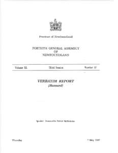 Province of Newfoundland  FORTIETH GENERAL ASSEMBLY OF NEWFOUNDLAND