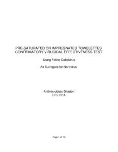 Pre-Saturated or Impregnated Towelettes Confirmatory Virucidal Effectivness Test