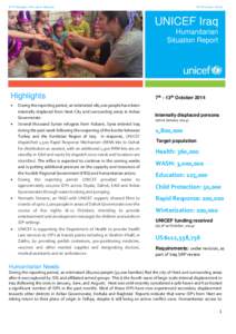 ICO Weekly Situation Report  15 October 2014 UNICEF Iraq ©UNICEF Iraq/2014/PHAZOU