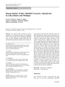 Environ Biol Fish[removed]:151–158 DOI[removed]s10641[removed]ORIGINAL PAPER  Energy density of lake whitefish Coregonus clupeaformis