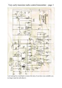 Very early transistor radio control transmitter – page 1  I am looking for a reed bank to restore this item, if you have one available you no longer need lets talk about it.  Very early transistor radio control transm