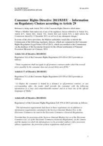 EU SECRETARIAT MINISTRY FOR EUROPEAN AFFAIRS 29 July[removed]Consumer Rights Directive[removed]EU – Information