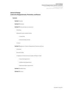 School of Design Criteria for Reappointment, Promotion, and Tenure College of Design, Architecture, Art, and Planning University of Cincinnati Approved by Provost on February 13, 2011