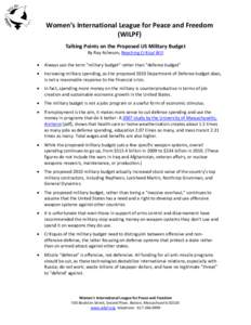 Microsoft Word - WILPF Military Budget Talking Points[removed]doc