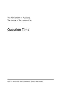 Question Time - House of Representatives - Primary to Middle Secondary