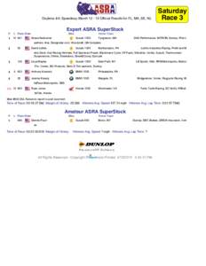 Daytona Intl. Speedway MarchOfficial Results for FL, MA, SE, NL  Saturday Race 3  Expert ASRA SuperStock