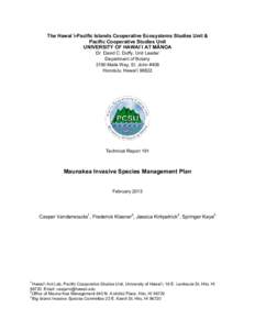 Maunakea Invasive Species Management Plan