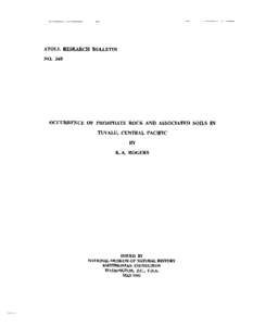 ATOLL RESEARCH BULLETIN NO. 360 OCCURRENCE OF PHOSPHATE ROCK AND ASSOCIATED SOILS IN  TUVALU, CENTRAL PACIFIC