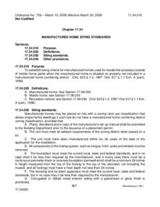 Ordinance No. 758 – March 10, 2009 effective March 30, 2009 Not Codified[removed]Chapter 17.34