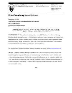 Microsoft Word - 120108_PR_2009 Erie Canalway Calendar Available.doc