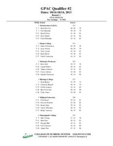 GPAC Qualifier #2 Dates: [removed], 2013 Round: 1 FINAL RESULTS  Par-Yardage: [removed]