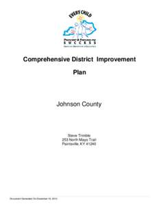 Comprehensive District Improvement Plan Johnson County  Steve Trimble
