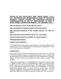 Kenya / Kikuyu people / United Nations Development Group / Environmental governance / Nairobi / Achim Steiner / Mwai Kibaki / United Nations Environment Organization / United Nations / United Nations Environment Programme / Africa