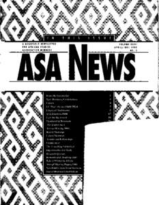 A QUARTERlY NEWSLETTER  FOR AFRICAN STUDIES ASSOCIATION MEMBERS  VOLUME 11111