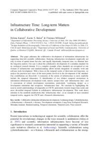 Computer Supported Cooperative Work:377–415 © The Author(sThis article DOIs10606z is published with open access at Springerlink.com Infrastructure Time: Long-term Matters in Collab