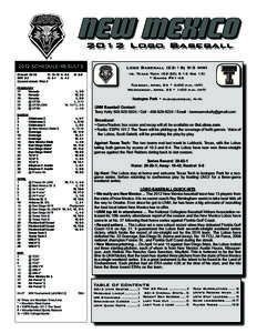 NEW MEXICO 2012 Lobo Baseball 2012 SCHEDULE/RESULTS Overall: 22-18	 H: 13-10	 A: 9-8