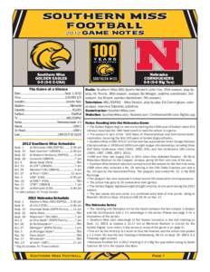 SOUTHERN MISS FOOTBALL 2012 GAME NOTES Southern Miss GOLDEN EAGLES