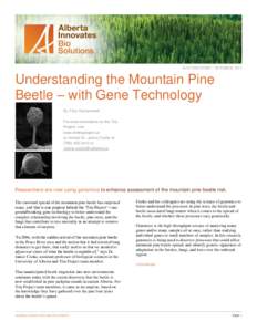 SUCCESS STORY · OCTOBER, 2011  Understanding the Mountain Pine Beetle – with Gene Technology By Tony Kryzanowski For more information on the Tria