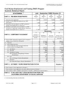 CALIFORNIA DEPARTMENT OF SOCIAL SERVICES DATA SYSTEMS AND SURVEY DESIGN BUREAU STATE OF CALIFORNIA - HEALTH AND HUMAN SERVICES AGENCY  Food Stamp Employment and Training (FSET) Program