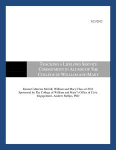 Tracking a Lifelong Service Commitment in Alumni of The College of William and Mary