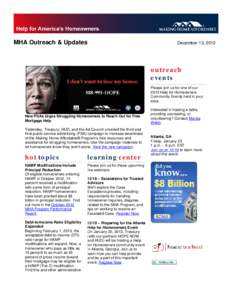 MHA Outreach & Updates  December 13, 2012 outreach events