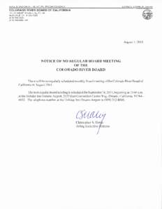 STATE OF CALIFORNIA - THE NATURAL RESOURCES AGENCY  EDMUND G BROWN, JR., Governor COLORADO RIVER BOARD OF CALIFORNIA 770 FAIRMONT AVENUE, SUITE 100