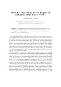 Mass Extrapolations in the Region of Deformed Rare Earth Nuclei C.Borceaa and G.Audib a  ) IFIN-HH, P.O. Box MG-6, 76900 Bucharest-Magurele, Romania