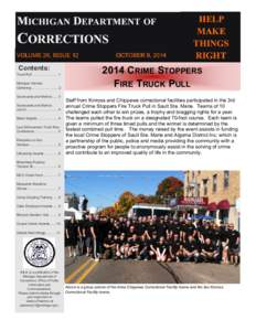 MICHIGAN DEPARTMENT OF  CORRECTIONS VOLUME 26, ISSUE 12  Contents: